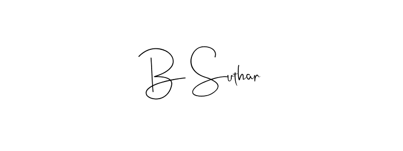 Also You can easily find your signature by using the search form. We will create B Suthar name handwritten signature images for you free of cost using Andilay-7BmLP sign style. B Suthar signature style 4 images and pictures png