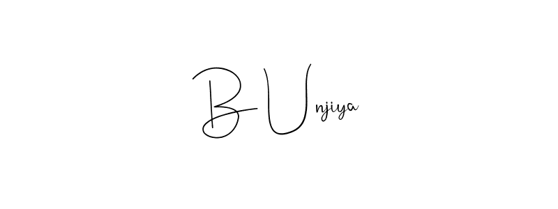 This is the best signature style for the B Unjiya name. Also you like these signature font (Andilay-7BmLP). Mix name signature. B Unjiya signature style 4 images and pictures png