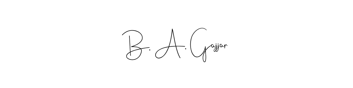 Andilay-7BmLP is a professional signature style that is perfect for those who want to add a touch of class to their signature. It is also a great choice for those who want to make their signature more unique. Get B. A. Gajjar name to fancy signature for free. B. A. Gajjar signature style 4 images and pictures png