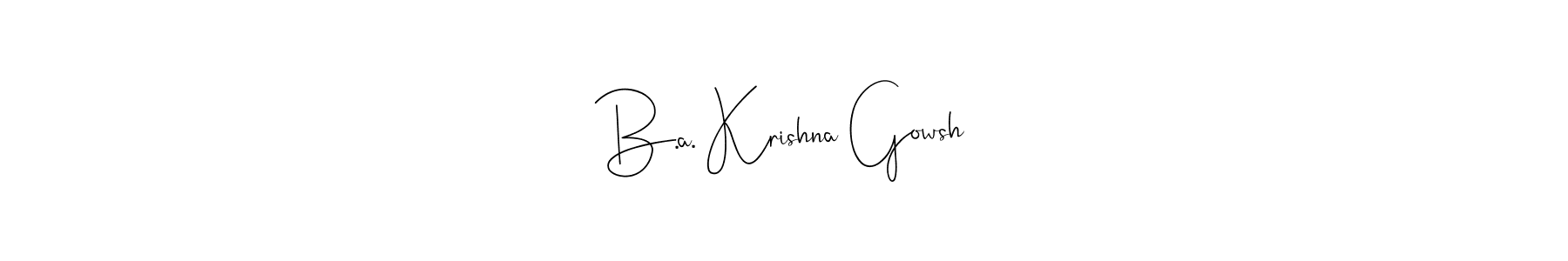 Similarly Andilay-7BmLP is the best handwritten signature design. Signature creator online .You can use it as an online autograph creator for name B.a. Krishna Gowsh. B.a. Krishna Gowsh signature style 4 images and pictures png