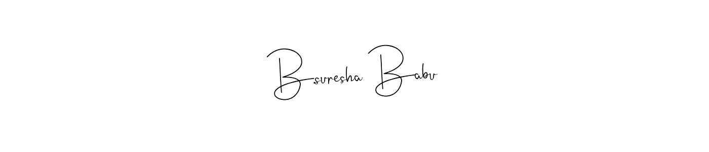 The best way (Andilay-7BmLP) to make a short signature is to pick only two or three words in your name. The name B.suresha Babu include a total of six letters. For converting this name. B.suresha Babu signature style 4 images and pictures png