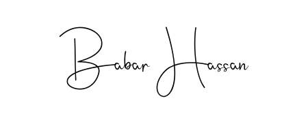 Designed for modern professionals: Babar Hassan name signature crafted with Andilay-7BmLP script. Ready for digital PDF workflows. Babar Hassan signature style 4 images and pictures png