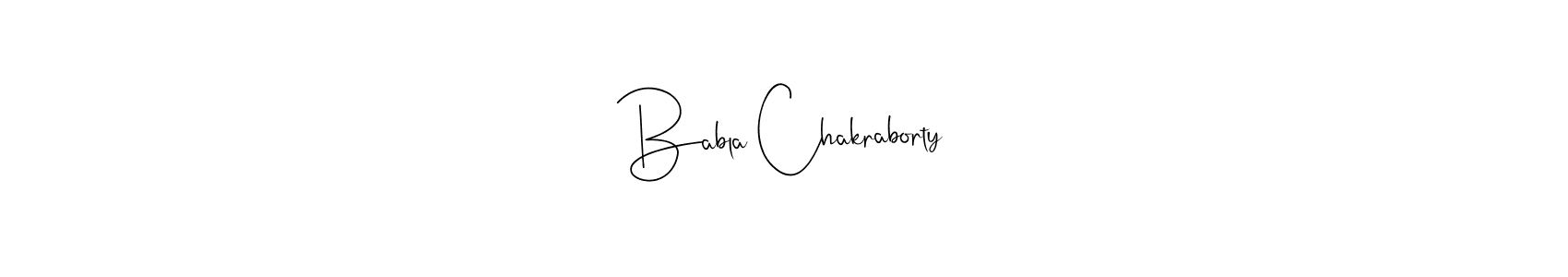 How to make Babla Chakraborty name signature. Use Andilay-7BmLP style for creating short signs online. This is the latest handwritten sign. Babla Chakraborty signature style 4 images and pictures png