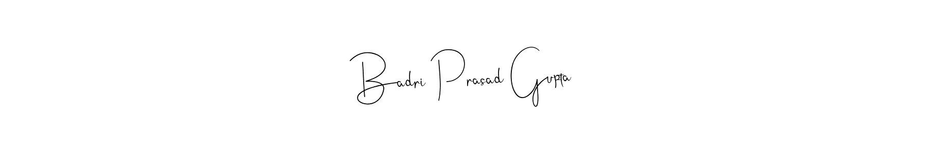 How to make Badri Prasad Gupta name signature. Use Andilay-7BmLP style for creating short signs online. This is the latest handwritten sign. Badri Prasad Gupta signature style 4 images and pictures png