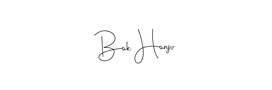 if you are searching for the best signature style for your name Bak Hanju. so please give up your signature search. here we have designed multiple signature styles  using Andilay-7BmLP. Bak Hanju signature style 4 images and pictures png