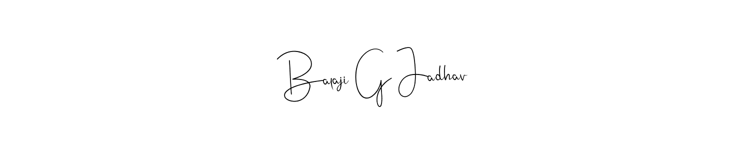 Andilay-7BmLP is a professional signature style that is perfect for those who want to add a touch of class to their signature. It is also a great choice for those who want to make their signature more unique. Get Balaji G Jadhav name to fancy signature for free. Balaji G Jadhav signature style 4 images and pictures png