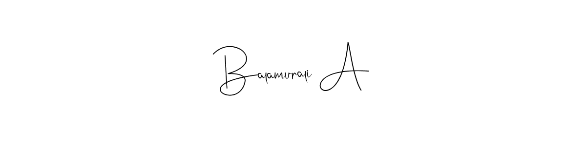 if you are searching for the best signature style for your name Balamurali A. so please give up your signature search. here we have designed multiple signature styles  using Andilay-7BmLP. Balamurali A signature style 4 images and pictures png