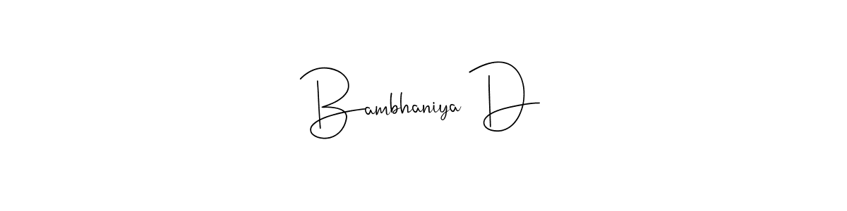 Andilay-7BmLP is a professional signature style that is perfect for those who want to add a touch of class to their signature. It is also a great choice for those who want to make their signature more unique. Get Bambhaniya D name to fancy signature for free. Bambhaniya D signature style 4 images and pictures png