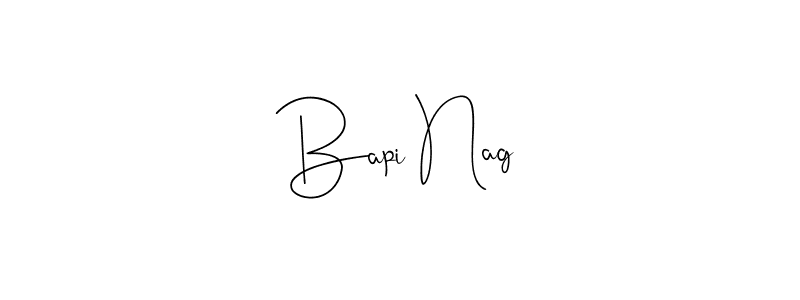 if you are searching for the best signature style for your name Bapi Nag. so please give up your signature search. here we have designed multiple signature styles  using Andilay-7BmLP. Bapi Nag signature style 4 images and pictures png