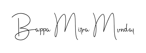 Discover how Bappa Mitra Mundal looks in an executive cursive font (Andilay-7BmLP). Perfect for legal documents, invoices, and certificates. Bappa Mitra Mundal signature style 4 images and pictures png
