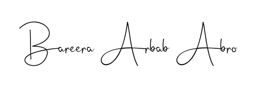 Master the art of signing with Bareera Arbab Abro written in fluent Andilay-7BmLP script. A great template to practice and refine your handwriting. Bareera Arbab Abro signature style 4 images and pictures png