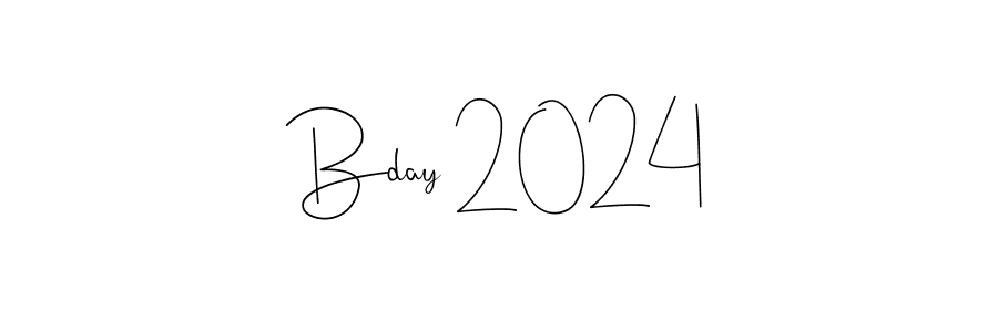 How to make Bday 2024 name signature. Use Andilay-7BmLP style for creating short signs online. This is the latest handwritten sign. Bday 2024 signature style 4 images and pictures png