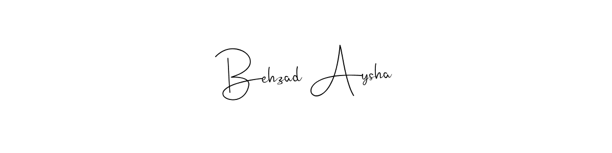 Also You can easily find your signature by using the search form. We will create Behzad Aysha name handwritten signature images for you free of cost using Andilay-7BmLP sign style. Behzad Aysha signature style 4 images and pictures png