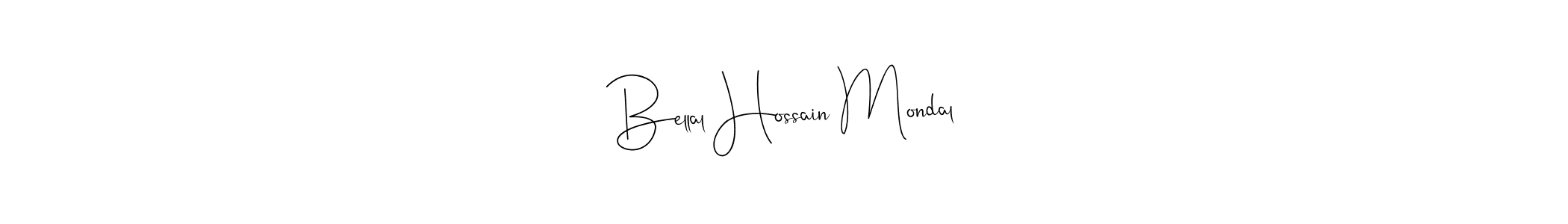 The best way (Andilay-7BmLP) to make a short signature is to pick only two or three words in your name. The name Bellal Hossain Mondal include a total of six letters. For converting this name. Bellal Hossain Mondal signature style 4 images and pictures png