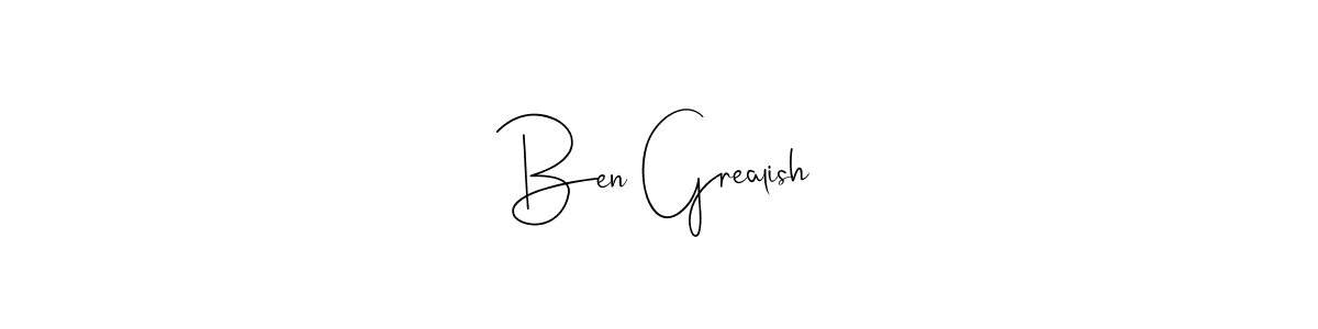 How to make Ben Grealish name signature. Use Andilay-7BmLP style for creating short signs online. This is the latest handwritten sign. Ben Grealish signature style 4 images and pictures png