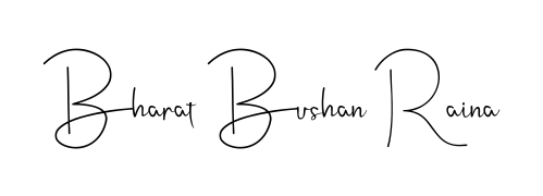 Enhance your business communications with Bharat Bushan Raina signature in Andilay-7BmLP lettering. Clean, modern, and universally compatible. Bharat Bushan Raina signature style 4 images and pictures png