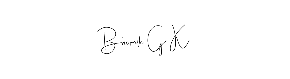 You should practise on your own different ways (Andilay-7BmLP) to write your name (Bharath G K) in signature. don't let someone else do it for you. Bharath G K signature style 4 images and pictures png