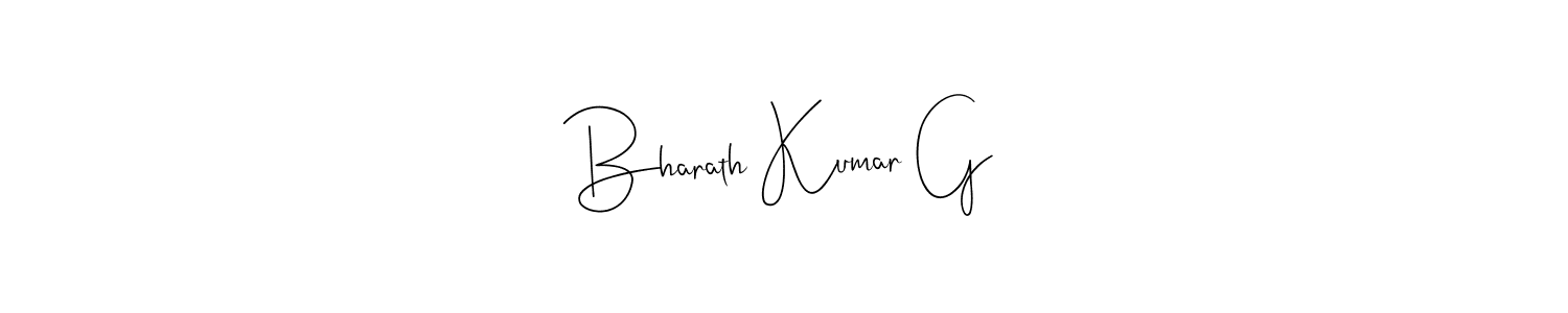 The best way (Andilay-7BmLP) to make a short signature is to pick only two or three words in your name. The name Bharath Kumar G include a total of six letters. For converting this name. Bharath Kumar G signature style 4 images and pictures png