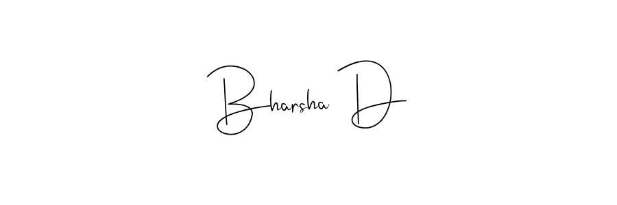 How to make Bharsha D name signature. Use Andilay-7BmLP style for creating short signs online. This is the latest handwritten sign. Bharsha D signature style 4 images and pictures png