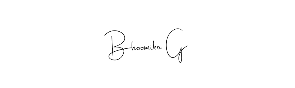 Design your own signature with our free online signature maker. With this signature software, you can create a handwritten (Andilay-7BmLP) signature for name Bhoomika G. Bhoomika G signature style 4 images and pictures png