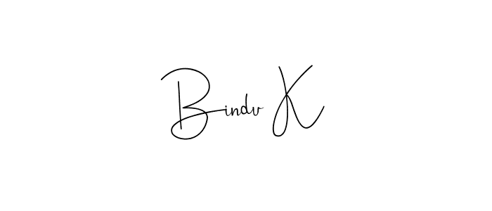 Also You can easily find your signature by using the search form. We will create Bindu K name handwritten signature images for you free of cost using Andilay-7BmLP sign style. Bindu K signature style 4 images and pictures png