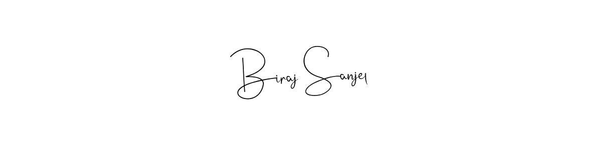 if you are searching for the best signature style for your name Biraj Sanjel. so please give up your signature search. here we have designed multiple signature styles  using Andilay-7BmLP. Biraj Sanjel signature style 4 images and pictures png