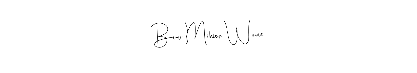 Andilay-7BmLP is a professional signature style that is perfect for those who want to add a touch of class to their signature. It is also a great choice for those who want to make their signature more unique. Get Biru Mikias Wasie name to fancy signature for free. Biru Mikias Wasie signature style 4 images and pictures png