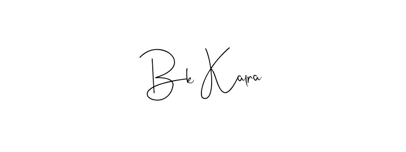 You should practise on your own different ways (Andilay-7BmLP) to write your name (Bk Kalra) in signature. don't let someone else do it for you. Bk Kalra signature style 4 images and pictures png