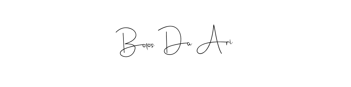 Andilay-7BmLP is a professional signature style that is perfect for those who want to add a touch of class to their signature. It is also a great choice for those who want to make their signature more unique. Get Bolos Da Ari name to fancy signature for free. Bolos Da Ari signature style 4 images and pictures png