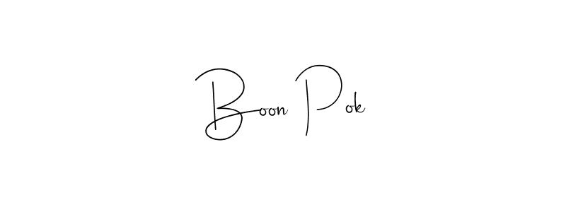Create a beautiful signature design for name Boon Pok. With this signature (Andilay-7BmLP) fonts, you can make a handwritten signature for free. Boon Pok signature style 4 images and pictures png