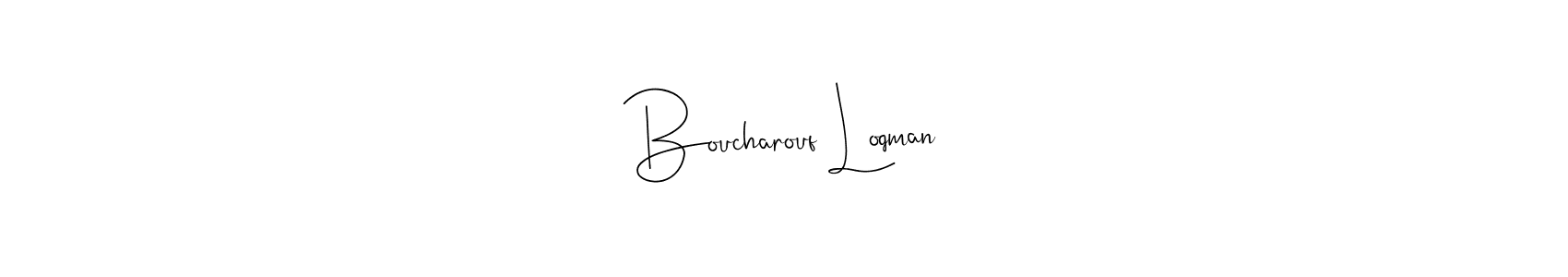 This is the best signature style for the Boucharouf Loqman name. Also you like these signature font (Andilay-7BmLP). Mix name signature. Boucharouf Loqman signature style 4 images and pictures png