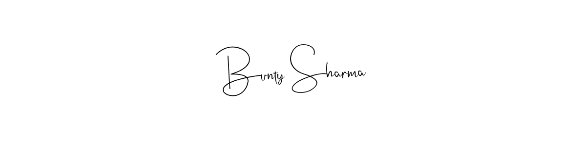 How to make Bunty Sharma name signature. Use Andilay-7BmLP style for creating short signs online. This is the latest handwritten sign. Bunty Sharma signature style 4 images and pictures png