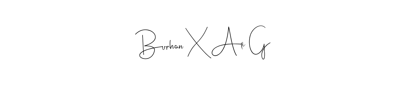 This is the best signature style for the Burhan X Ali G name. Also you like these signature font (Andilay-7BmLP). Mix name signature. Burhan X Ali G signature style 4 images and pictures png