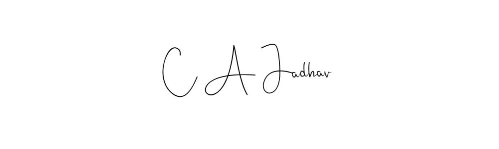 Also You can easily find your signature by using the search form. We will create C A Jadhav name handwritten signature images for you free of cost using Andilay-7BmLP sign style. C A Jadhav signature style 4 images and pictures png