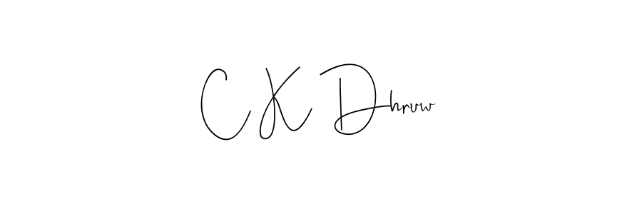 if you are searching for the best signature style for your name C K Dhruw. so please give up your signature search. here we have designed multiple signature styles  using Andilay-7BmLP. C K Dhruw signature style 4 images and pictures png