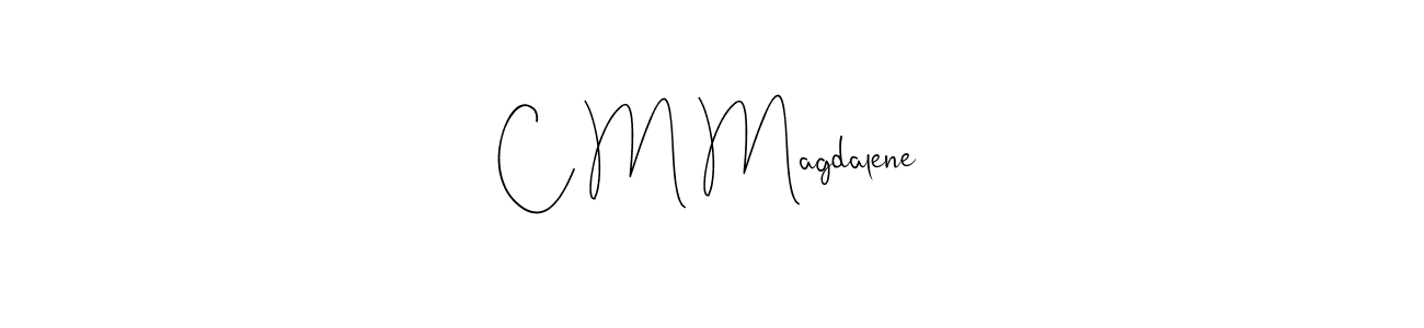 How to make C M Magdalene name signature. Use Andilay-7BmLP style for creating short signs online. This is the latest handwritten sign. C M Magdalene signature style 4 images and pictures png