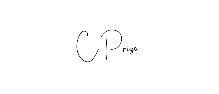 How to make C Priya name signature. Use Andilay-7BmLP style for creating short signs online. This is the latest handwritten sign. C Priya signature style 4 images and pictures png
