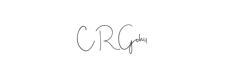 How to make C R Gohil name signature. Use Andilay-7BmLP style for creating short signs online. This is the latest handwritten sign. C R Gohil signature style 4 images and pictures png