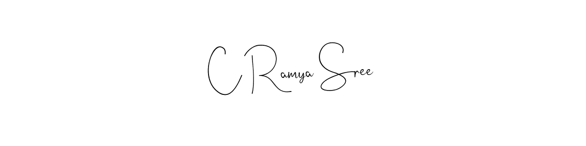 How to make C Ramya Sree name signature. Use Andilay-7BmLP style for creating short signs online. This is the latest handwritten sign. C Ramya Sree signature style 4 images and pictures png