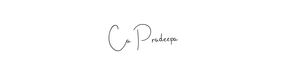 The best way (Andilay-7BmLP) to make a short signature is to pick only two or three words in your name. The name Ca Pradeepa include a total of six letters. For converting this name. Ca Pradeepa signature style 4 images and pictures png