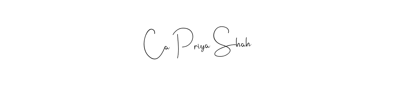 Design your own signature with our free online signature maker. With this signature software, you can create a handwritten (Andilay-7BmLP) signature for name Ca Priya Shah. Ca Priya Shah signature style 4 images and pictures png