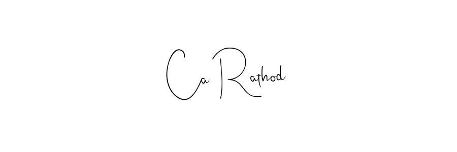 How to make Ca Rathod name signature. Use Andilay-7BmLP style for creating short signs online. This is the latest handwritten sign. Ca Rathod signature style 4 images and pictures png
