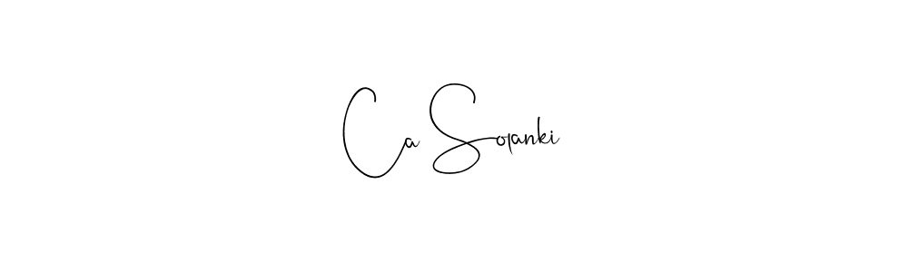 if you are searching for the best signature style for your name Ca Solanki. so please give up your signature search. here we have designed multiple signature styles  using Andilay-7BmLP. Ca Solanki signature style 4 images and pictures png