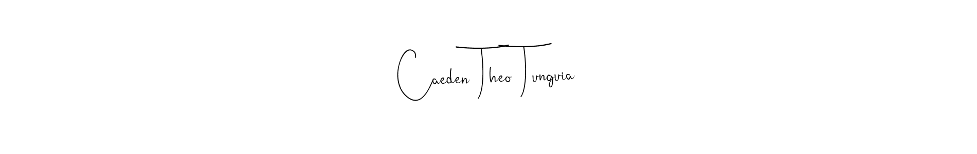 How to make Caeden Theo Tunguia name signature. Use Andilay-7BmLP style for creating short signs online. This is the latest handwritten sign. Caeden Theo Tunguia signature style 4 images and pictures png