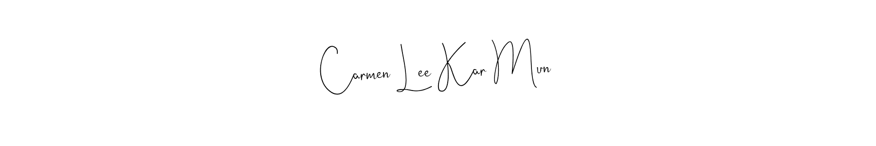 You should practise on your own different ways (Andilay-7BmLP) to write your name (Carmen Lee Kar Mun) in signature. don't let someone else do it for you. Carmen Lee Kar Mun signature style 4 images and pictures png