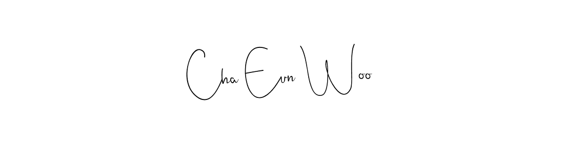 Make a beautiful signature design for name Cha Eun Woo. With this signature (Andilay-7BmLP) style, you can create a handwritten signature for free. Cha Eun Woo signature style 4 images and pictures png