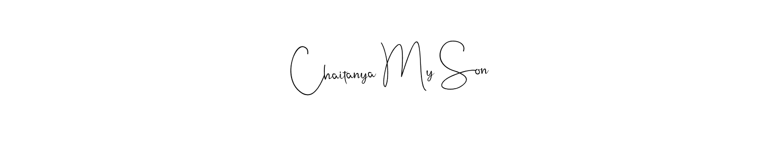 if you are searching for the best signature style for your name Chaitanya My Son. so please give up your signature search. here we have designed multiple signature styles  using Andilay-7BmLP. Chaitanya My Son signature style 4 images and pictures png