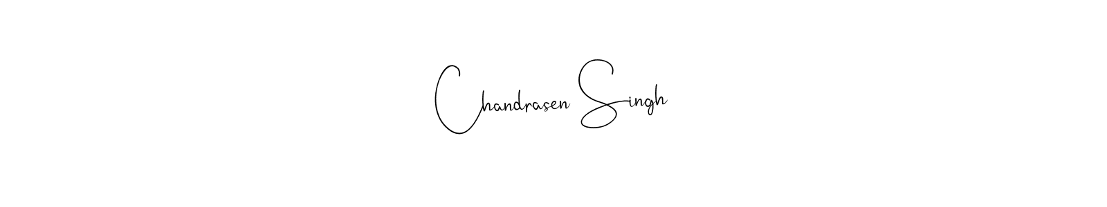 How to make Chandrasen Singh name signature. Use Andilay-7BmLP style for creating short signs online. This is the latest handwritten sign. Chandrasen Singh signature style 4 images and pictures png