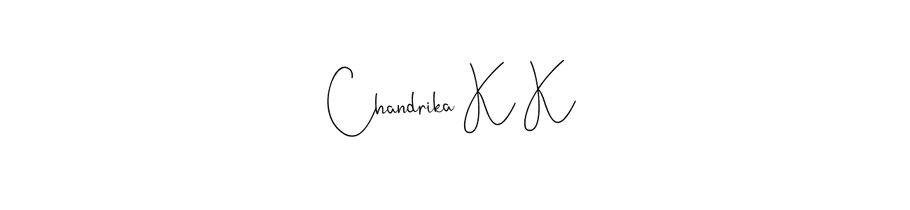 Similarly Andilay-7BmLP is the best handwritten signature design. Signature creator online .You can use it as an online autograph creator for name Chandrika K K. Chandrika K K signature style 4 images and pictures png