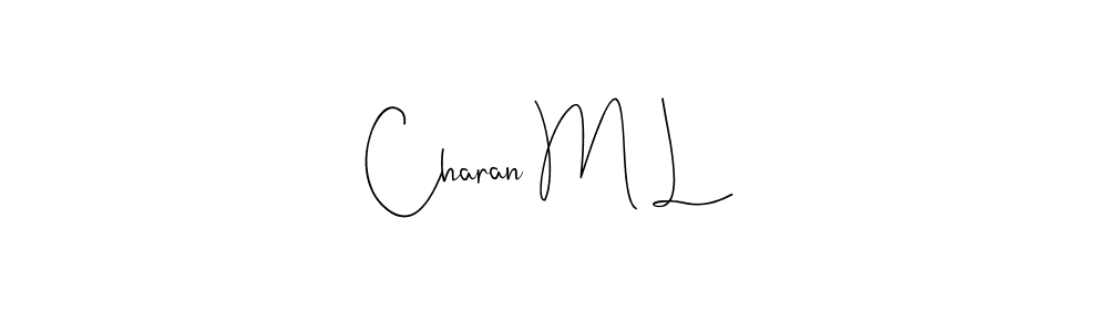 This is the best signature style for the Charan M L name. Also you like these signature font (Andilay-7BmLP). Mix name signature. Charan M L signature style 4 images and pictures png